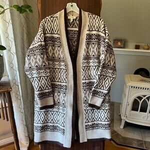 Jessica Simpson Large Aztec southwestern open front cardigan sweater long duster